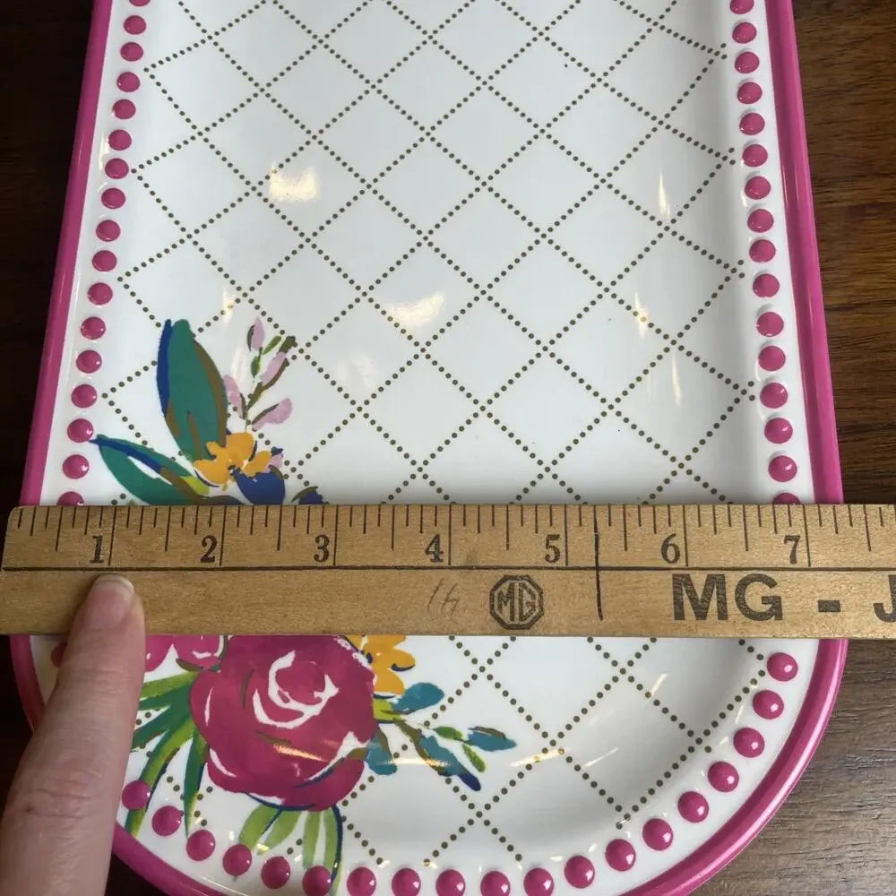 Pioneer Woman Cheery Blooms Pink Floral Melamine Serving Platter Tray 17